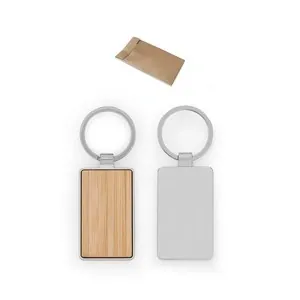 Gaston rectangular llavero de hierro y bambú personalizable