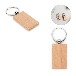 Llavero rectangular de madera de haya personalizable