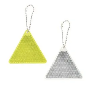 Llavero reflectante triangular en abs amarillo y blanco