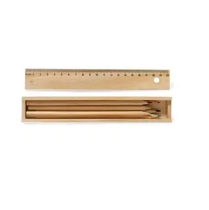 Set de 6 lápices en estuche de madera con regla integrada