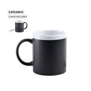 Taza de cerámica negra para pintar con tiza incluida