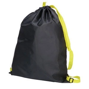 Mochila negra de gran capacidad con lazos amarillos