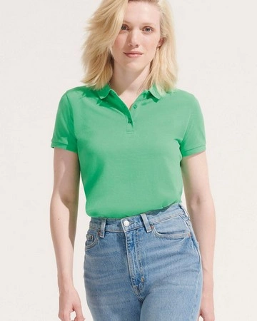 Polo de mujer de algodón orgánico con cuello acanalado