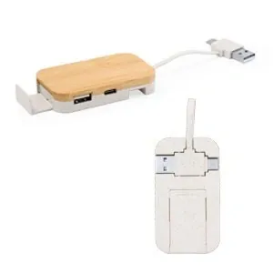 Puerto usb 20 con soporte móvil extraíble en bambú
