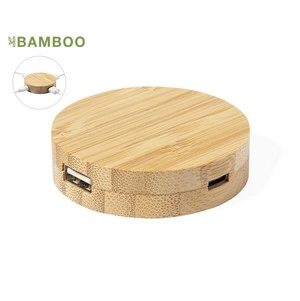 Puerto usb 20 de bambú con entrada dual usb tipo c