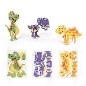 Puzzle 3d dinosaurio en eva y papel para niños