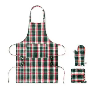Set cocina algodón a cuadros santapron personalizable