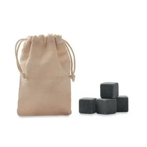 Set de 4 cubitos de hielo reutilizables en bolsa de algodón