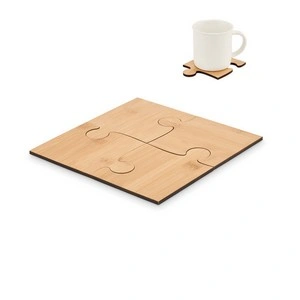 Set de 4 posavasos de bambú en forma de puzle
