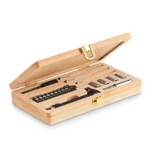 Set de herramientas 21 piezas en estuche de bambú