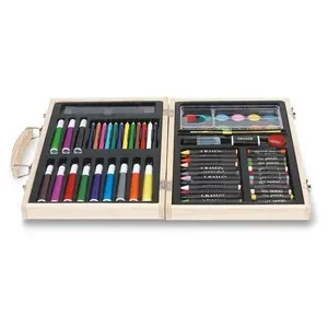 Set de pinturas en caja de madera 66 piezas