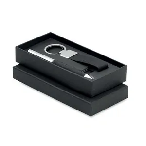 Set de regalo bolígrafo y llavero en caja elegante