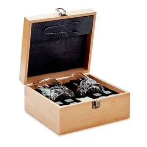 Set de whisky de lujo con vasos y cubitos reutilizables