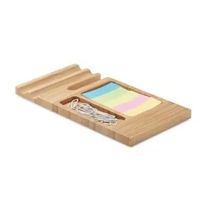 Set de sobremesa de bambú para teléfono con clips y notas