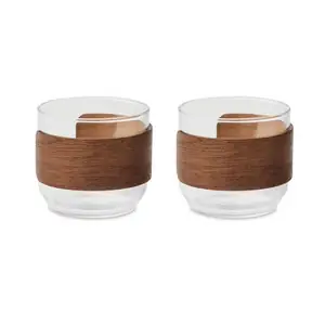 Set de 2 vasos de café con banda de nogal bogota