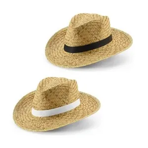 Sombrero de paja natural con cinta de poliéster