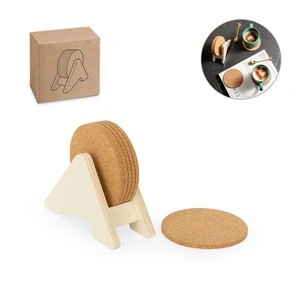 Soporte de madera con 6 posavasos evita marcas