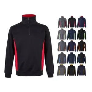 Sudadera bicolor con cuello alto y media cremallera