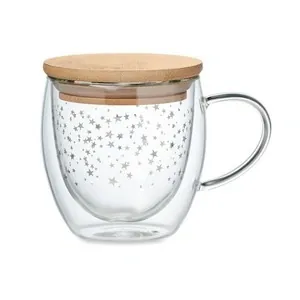 Taza de borosilicato doble pared diseño estrellas