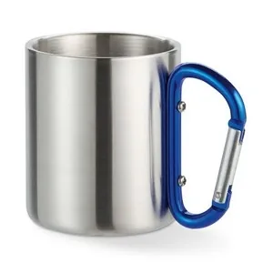 Taza de acero inoxidable doble capa con asa de mosquetón