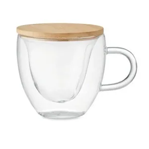 Taza de vidrio borosilicato doble pared forma corazón