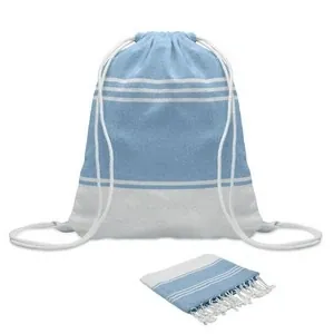 Toalla de playa hammam con bolsa de cuerda reciclada