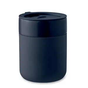Vaso de cerámica con funda de silicona y tapa segura