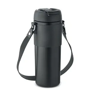 Vaso de acero inoxidable anti fugas con tapa 2 en 1