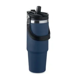 Vaso de acero inoxidable reciclado con tapa y pajita