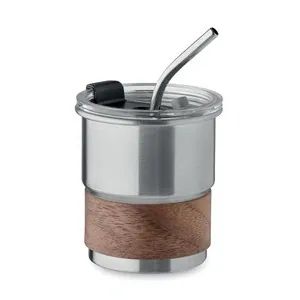 Vaso de acero inoxidable reciclado con tapa antifugas