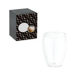 Vaso de vidrio borosilicato doble pared personalizable