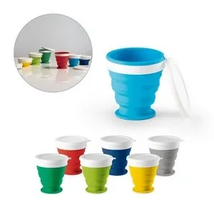 Vaso plegable de viaje en silicona con tapa
